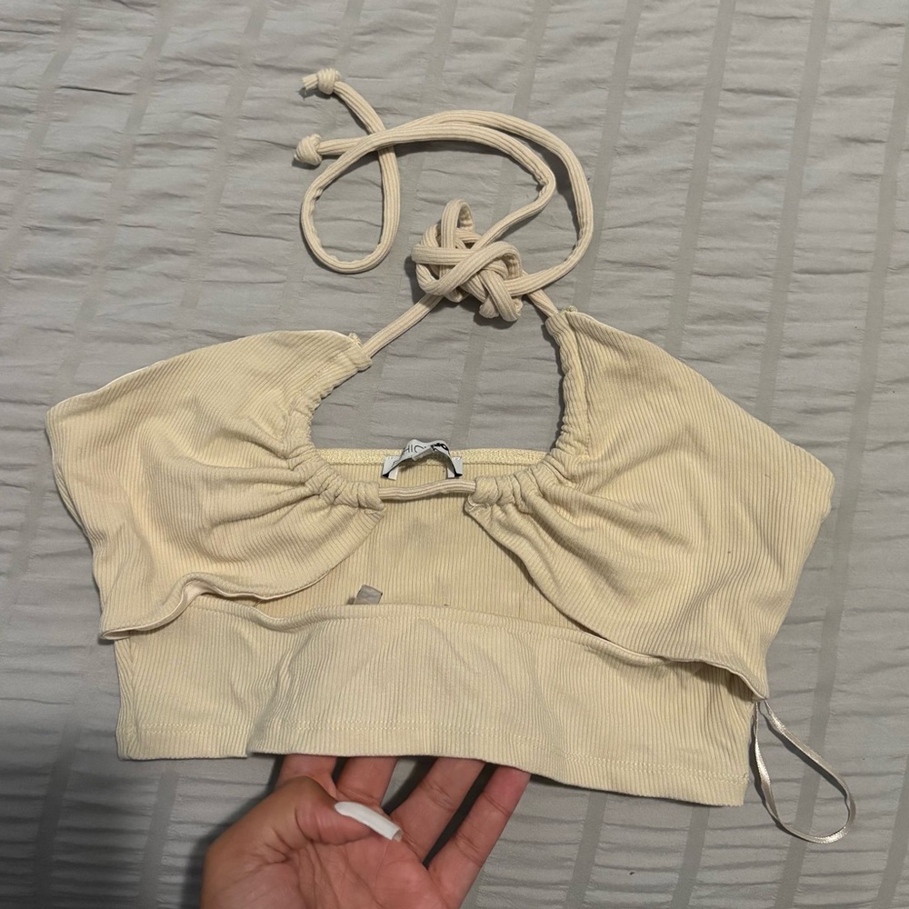 Fashion Nova Cream Halter Crop Top
